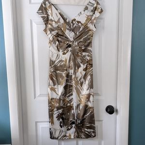 Size 6 Satin Dress Neutral Watercolor Floral
